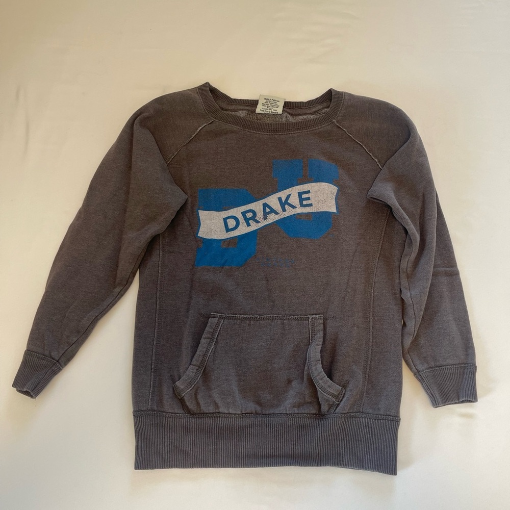 Drake University Heather Gray Sweatshirt with Blue Design